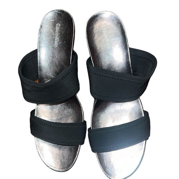 Calvin Klein Black Wedge Slides SZ 11 M - Picture 6 of 7